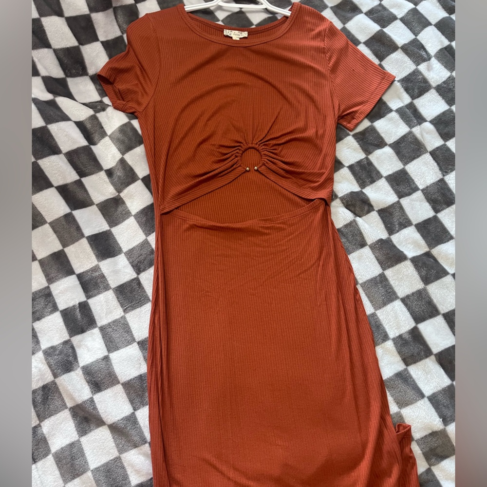 Chic Rust Midi Dress